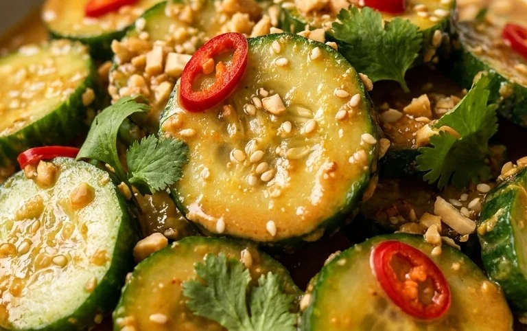 Cucumbers in Spicy Peanut Sauce