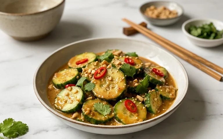 Cucumbers in Spicy Peanut Sauce