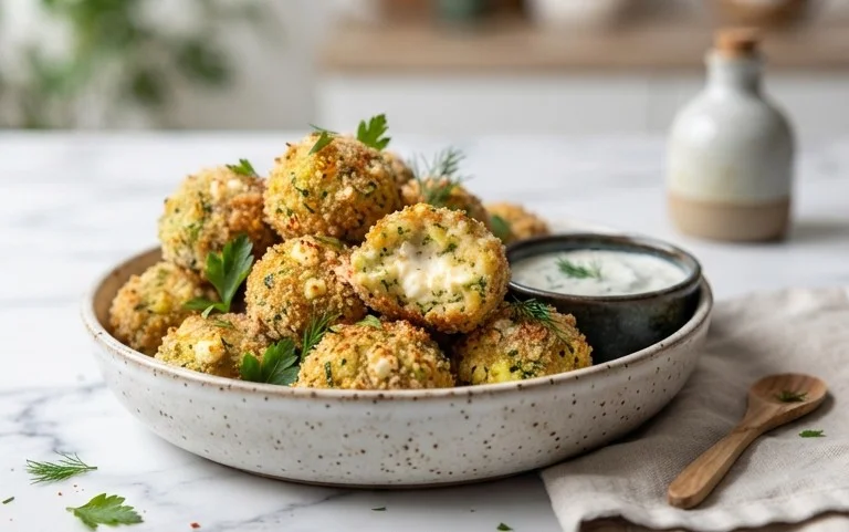 Knusprige Zucchini-Feta-Bällchen aus dem Ofen genießen!