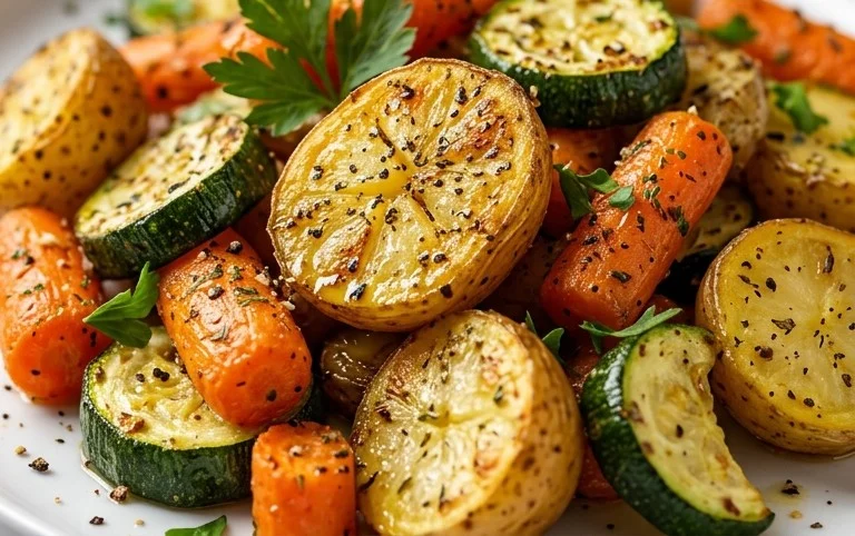 Garlic Herb Roasted Potatoes Carrots and Zucchini
