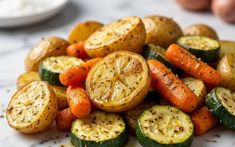 Garlic Herb Roasted Potatoes Carrots and Zucchini