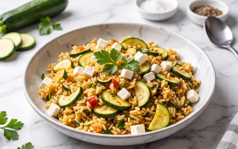 Zucchini-Reis-Pfanne mit Feta