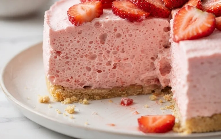 3 Ingredient No Bake Strawberry Cloud Cake