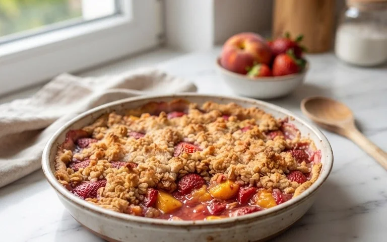 Peach & Strawberry Crisp