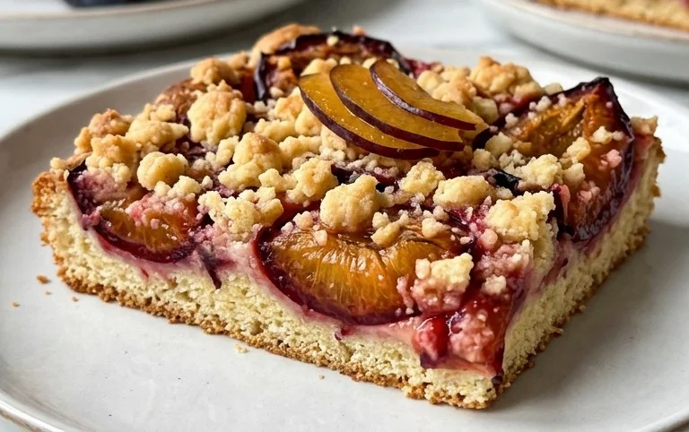 Rezept für Streusel-Pflaumenkuchen vom Blech mit Hefeteig