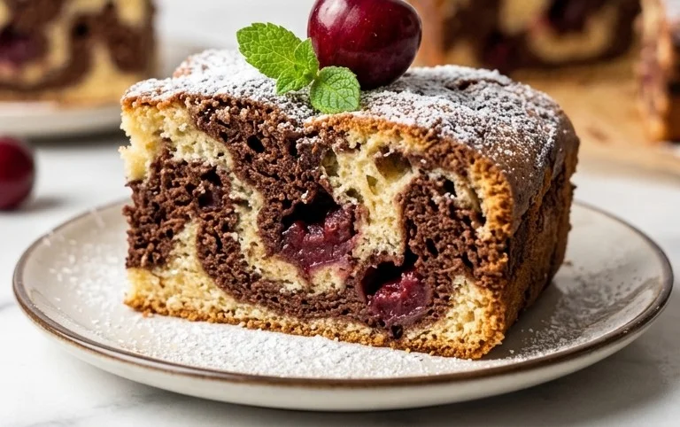 Marmorkuchen mit Kirsch Extracten vom Blech
