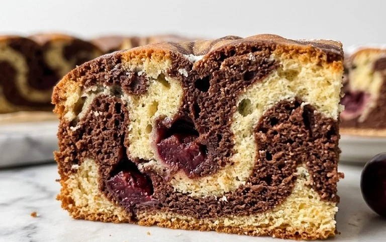 Marmorkuchen mit Kirsch Extracten vom Blech