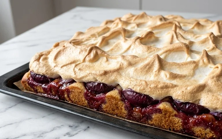 Polnischer Zwetschgen Kuchen vom Blech mit Baiser