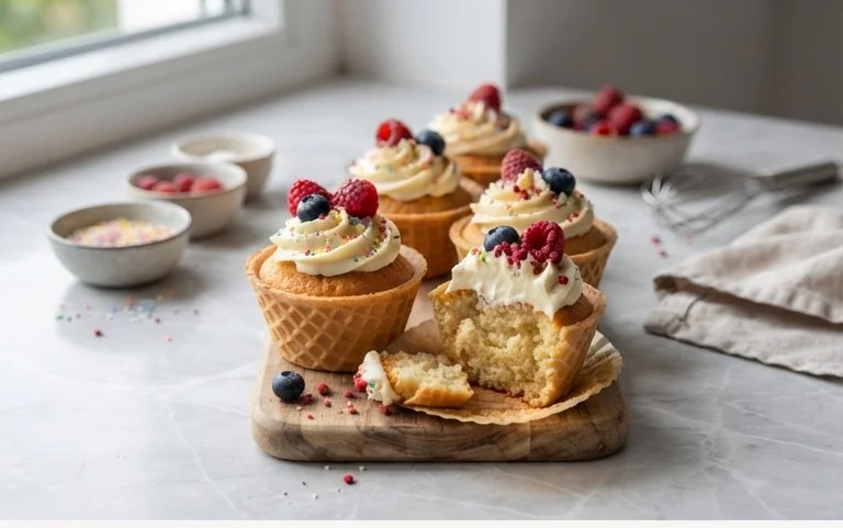 Kuchen im Waffelbecher